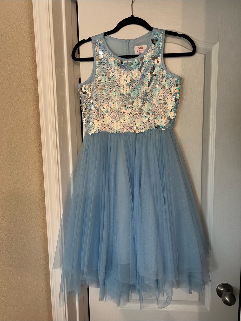 Justice Light Blue Sequin Tulle Party Dress